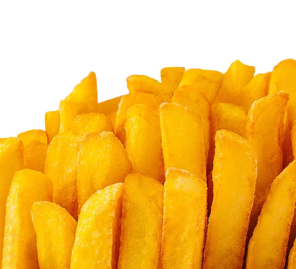 Potatis Pommes Frites Närbild Isolerad Vit Bakgrund — Stockfoto