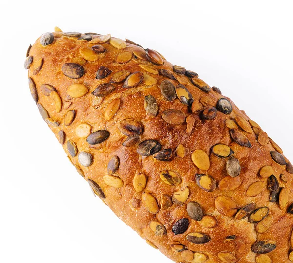 Chléb Dýňovými Semínky Izolovaný Bílém — Stock fotografie