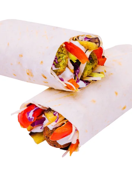 Appetizing Shawarma Falafel Isolated White — Stockfoto