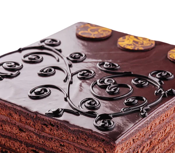 Cake White Plate Topping Chocolate — Stockfoto