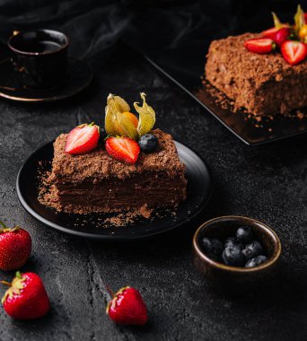 Piece of Chocolate Napoleon cake