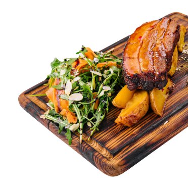 Tasty Grilled Pork Rib and Fried Potatoes