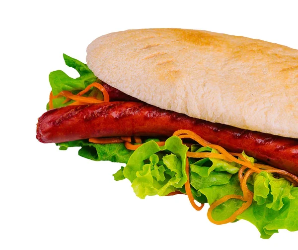 Hot Dog Sándwich Con Salchicha Pita — Foto de Stock