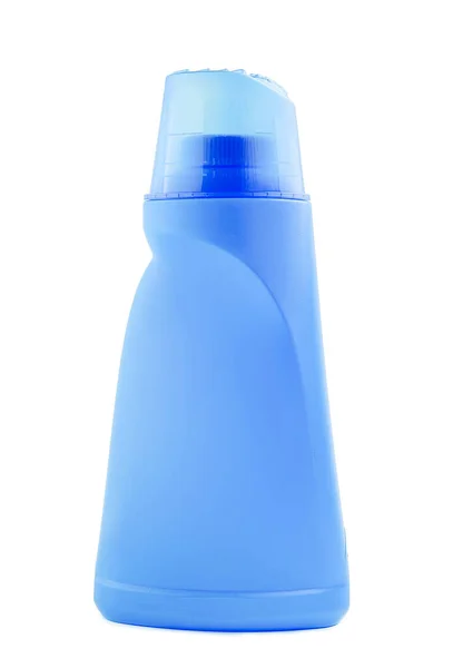 Detergente Lavandería Botella Plástico Azul Aislado Sobre Fondo Blanco — Foto de Stock