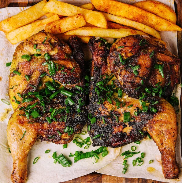 Roasted Chicken Piri Piri French Fries — Stock Photo, Image