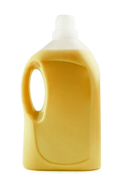 Μπουκάλι Πλαστικό Καθαρό Γεμάτο Κίτρινο Απορρυπαντικό — Φωτογραφία Αρχείου