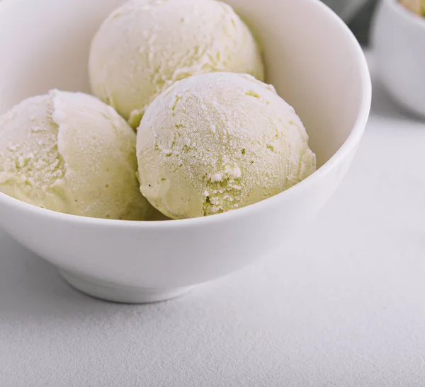 Bowl Delicious Pistachio Ice Cream — Zdjęcie stockowe