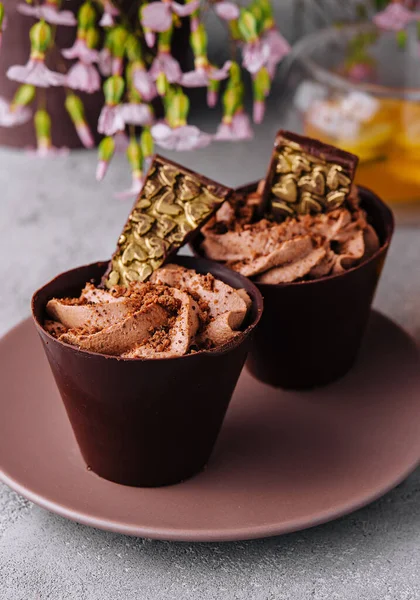 Шоколадные Торты Чайником — стоковое фото