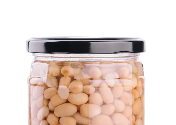 Jar Pickled Beans Isolated White — Stock Photo, Image
