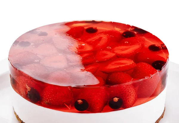 Fresh Strawberry Currant Jelly Cake Plate — Stock Photo, Image