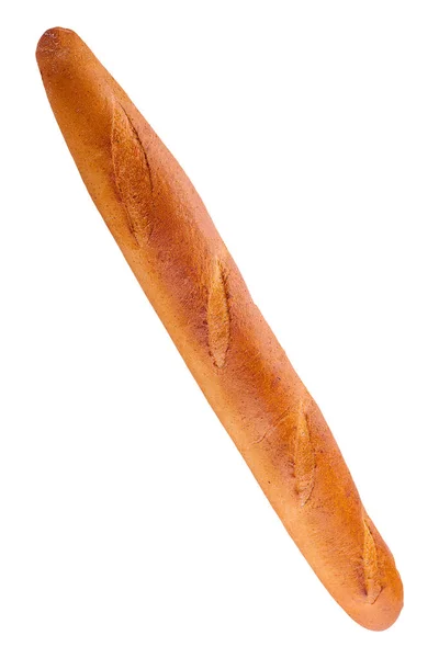 白い背景上に分離されて無愛想なフランスパン — ストック写真