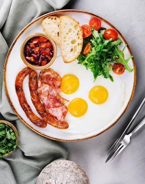 Fried Eggs Bacon Breakfast Plate — Stock Fotó