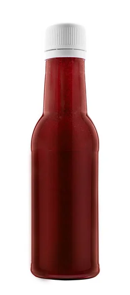 白い上に健康的な赤いスムージーのボトル — ストック写真