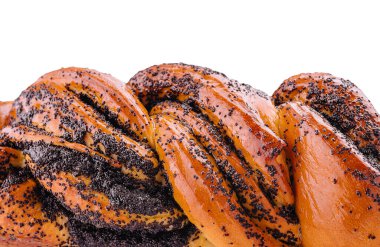 haşhaş tohumu üzerine beyaz izole ile ekmek