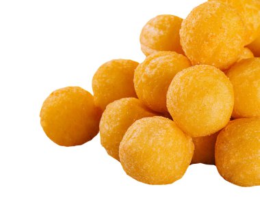 cheese balls with garlic isolated on white