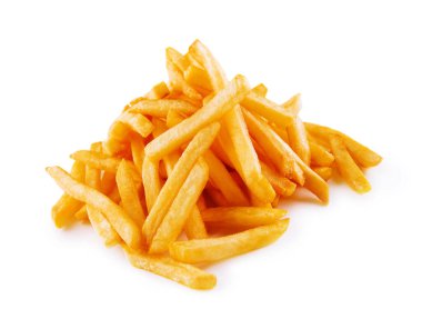 Beyaz arka planda izole edilmiş patates kızartması
