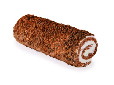 Sponge Swiss roll on white plate