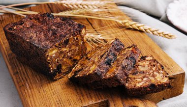 Rye bread with nuts, dried fruits, apricots and prunes, dessert