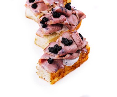 bruschetta with boiled pork and truffle sauce