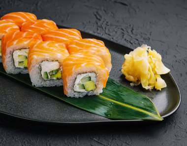 Philadelphia Sushi on black dish