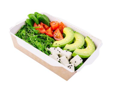 salad with seaweed, avocado and feta cheese