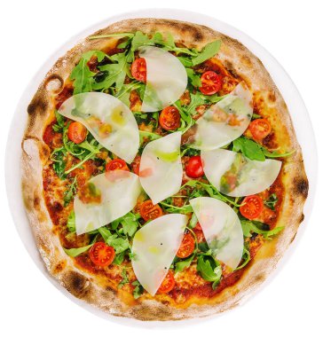 Traditional italian pizza with cherry tomatoes