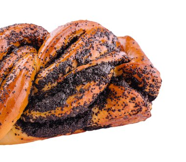 haşhaş tohumu üzerine beyaz izole ile ekmek