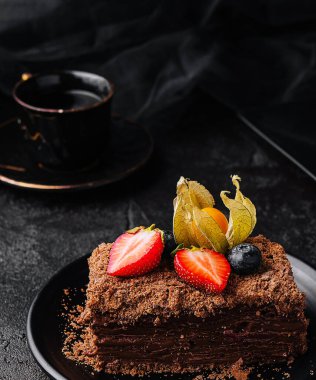 Piece of Chocolate Napoleon cake