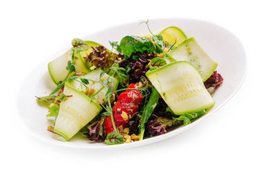 vegetables eggplant, zucchini, pepper salad on plate