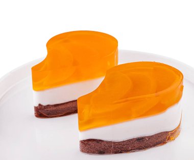 Jelly sweet dessert on white plate