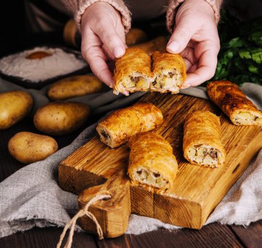 Moldavian pies or placinta with mashed potatoes