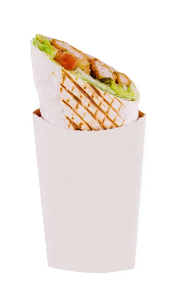 Doner Kebab Isolado Fundo Branco — Fotografia de Stock