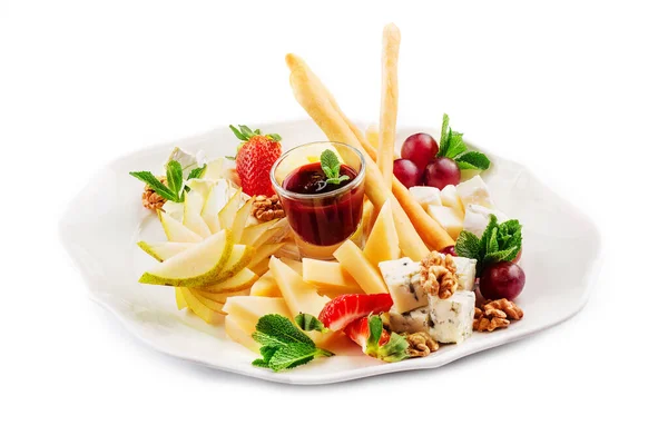 Cheese Plate Delicious Cheese Mix — Stock Photo, Image
