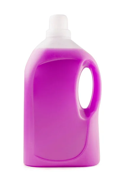 Frasco Plástico Limpo Cheio Com Detergente Rosa — Fotografia de Stock