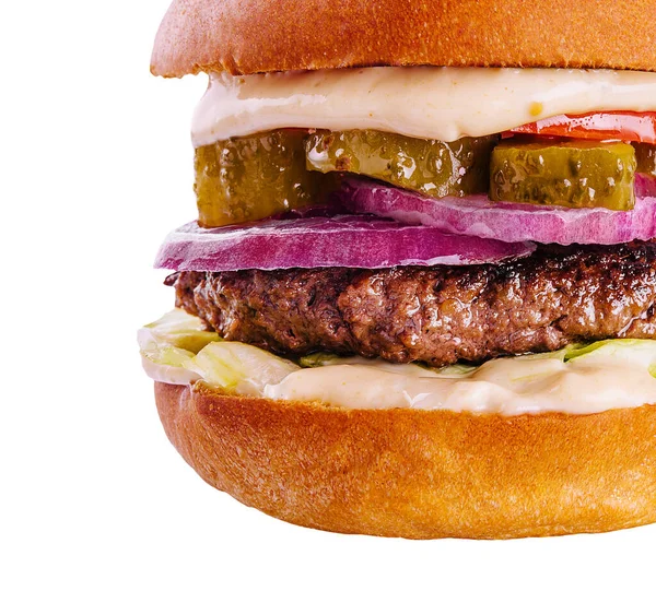 Tasty Appetizing Hamburger Cheeseburger Isolated — Stockfoto
