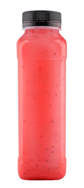 Bottiglia Frullato Rosso Isolato Sfondo Bianco — Foto Stock