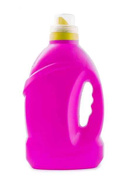 Botella Detergente Rosa Aislada Sobre Fondo Blanco — Foto de Stock