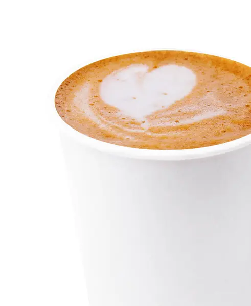 Cup Coffee Heart Pattern Isolated White — Stockfoto