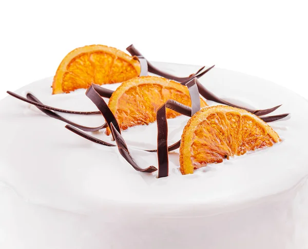 Köstlicher Joghurtkuchen Mit Orangen Und Sahne — Stockfoto
