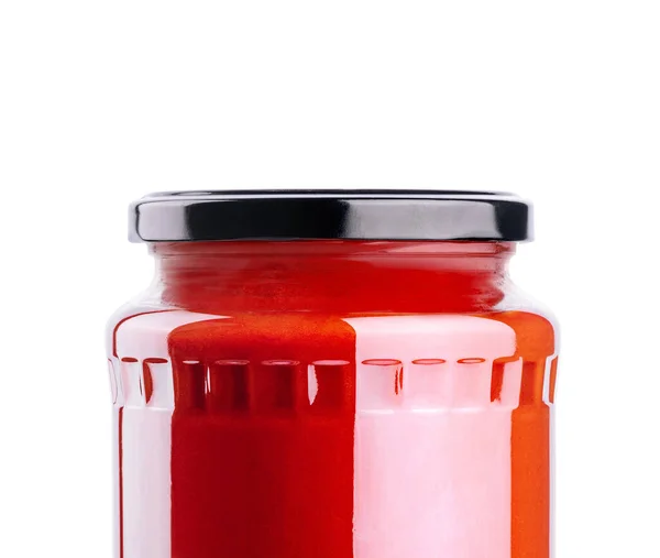 Słoik Pastą Pomidorową Izolowany Białym — Zdjęcie stockowe