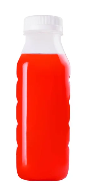 Plastic Bottle Organic Fresh Strawberry Juice — Stock Photo, Image