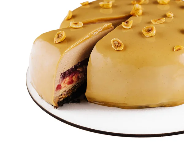 Sweet Chocolate Cake Hazelnut Moouse — 图库照片
