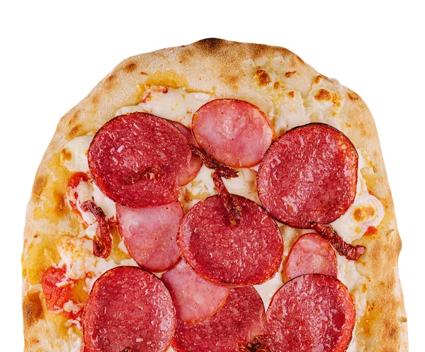 Pizza Pepperoni Isolada Sobre Fundo Branco — Fotografia de Stock