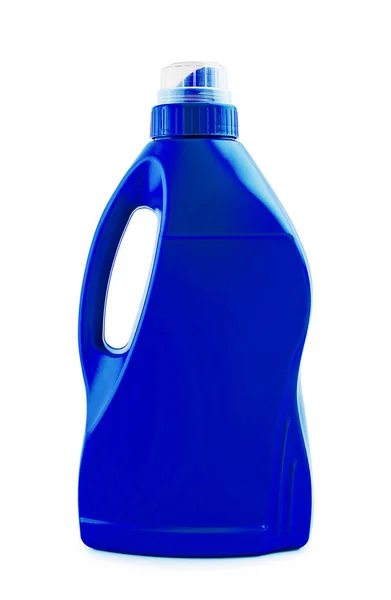 Blaue Plastikflasche Für Waschmittel Isoliert — Stockfoto
