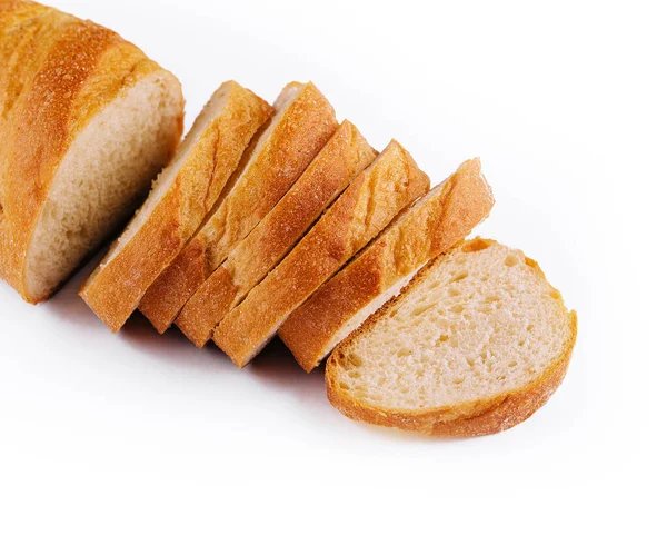在白色背景上隔离的切片面包 — 图库照片