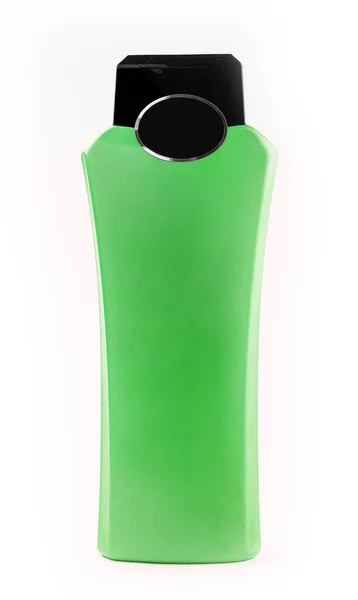 Botella Champú Verde Aislada Sobre Fondo Blanco — Foto de Stock