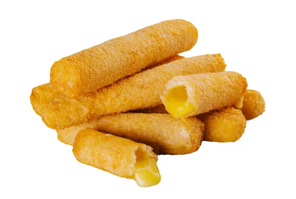 Pile Tasty Cheese Sticks Isolated White — Stock Photo, Image