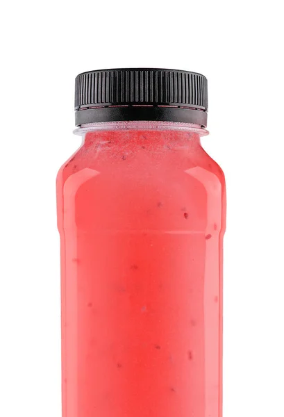 Botella Batido Rojo Aislado Sobre Fondo Blanco — Foto de Stock