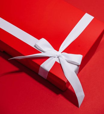 Red Christmas gift on top view