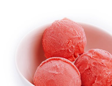 Scoops of Homemade strawberry ice cream